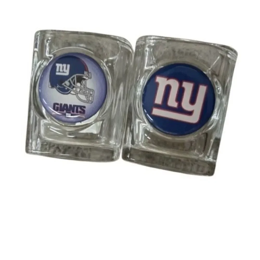 2 New York Giants Heavy Glass Shot Glasses
